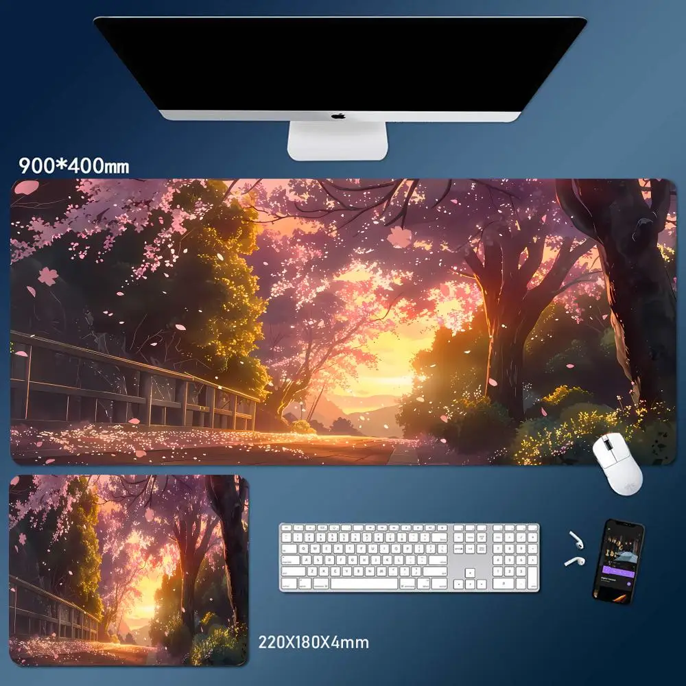 Pink Flowers Mouse Pad Fallen Flowers E-sports gaming mouse pad oversized personalized desk pad keyboard mouse pad