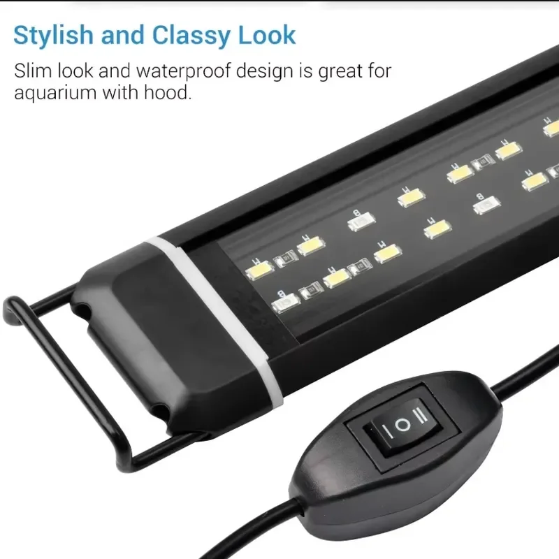 36W 72 LED Rectangle Aluminum Alloy Shell Waterproof Saltwater Aquarium Light with 48 White 12 Blue 6 Red 6 Green Bulbs
