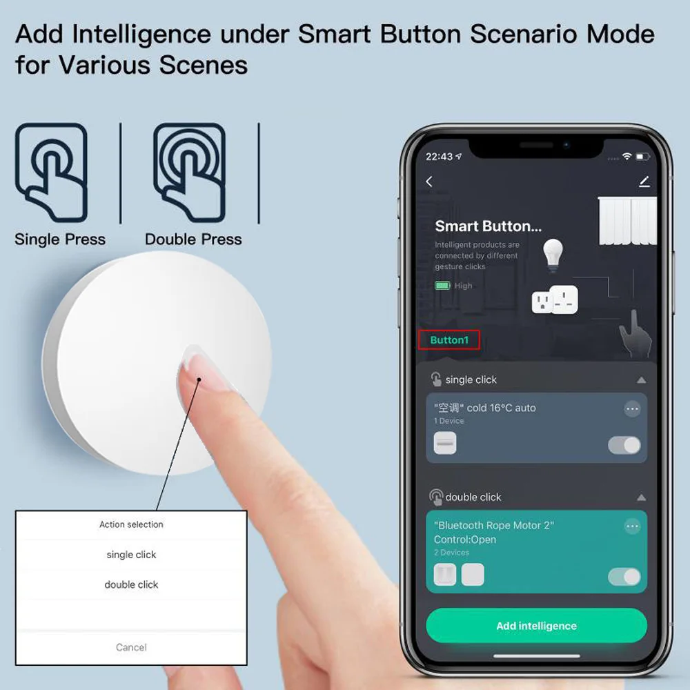 Interruttore di scena con pulsante Tuya ZigBee Collegamento intelligente Interruttore intelligente Automazione alimentata a batteria Funziona con