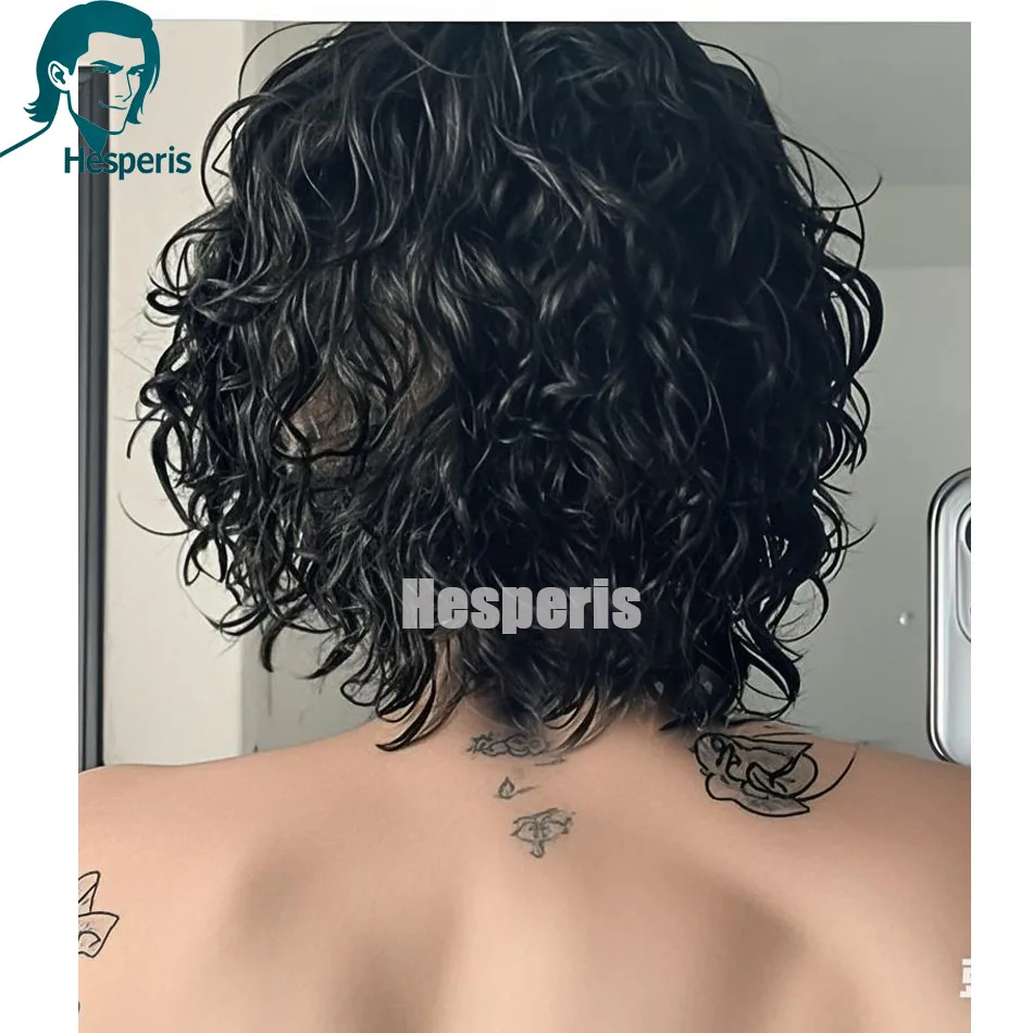 Hesperis شعر مستعار بشري متموج مع الانفجارات البرازيلي ريمي 13x6 الدانتيل شعر مستعار أمامي للرجال/النساء البوري الباروكات عابث قصيرة قطع الباروكات