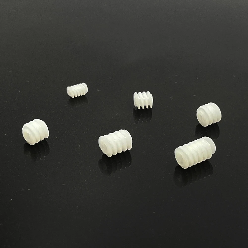 5pcs 0.3/0.4/0.5 modulus 3.5mm/5mm/6mm Worm Gear Plastic Gear 1mm/2mm Shaft Motor For Toy RC Model Car