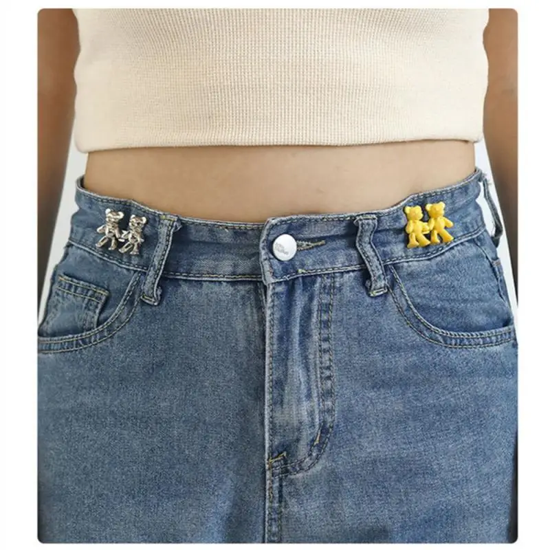 Detachable Buttons Bear Snap Fastener Pants Pin Retractable Button Sewing-Free Buckles for Jeans Perfect Fit Reduce Waist