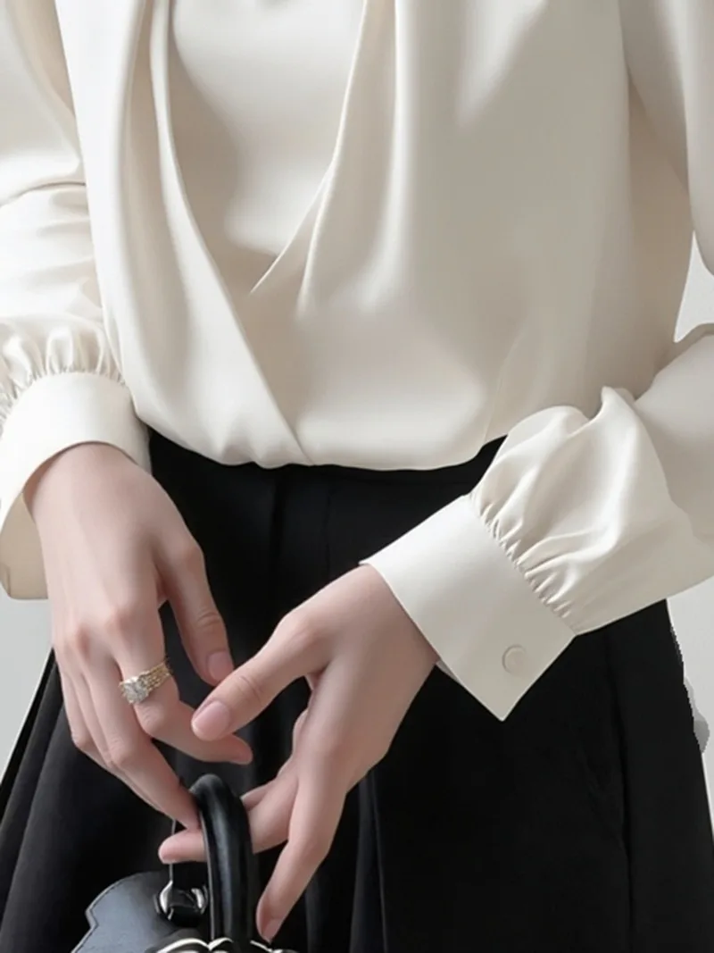 Chemisiers décontractés pour femmes, chemises blanches, mode ample, vêtements de couleur unie, manches longues, hauts coréens pour femmes, printemps/été