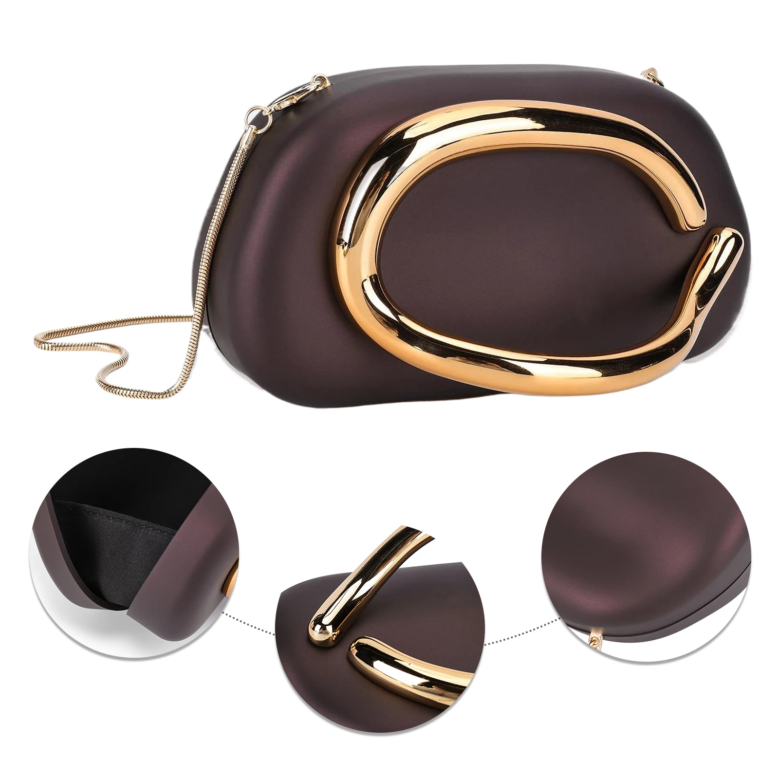 Women Retro Clutch Bag with Chain All-Match Shoulder Bag PU Leather Elegant Evening Bag Shopping Travel Party Phone Bag