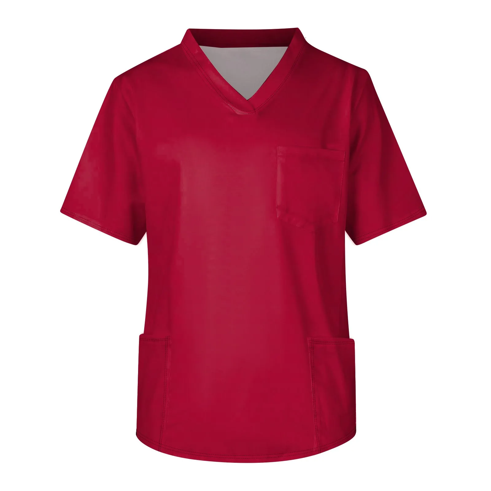 Uomo Uniforme infermieristica Estate Tinta unita Manica corta Scollo a V Operatori sanitari Infermiera Lavoro Scrub Top Camicetta con tasche