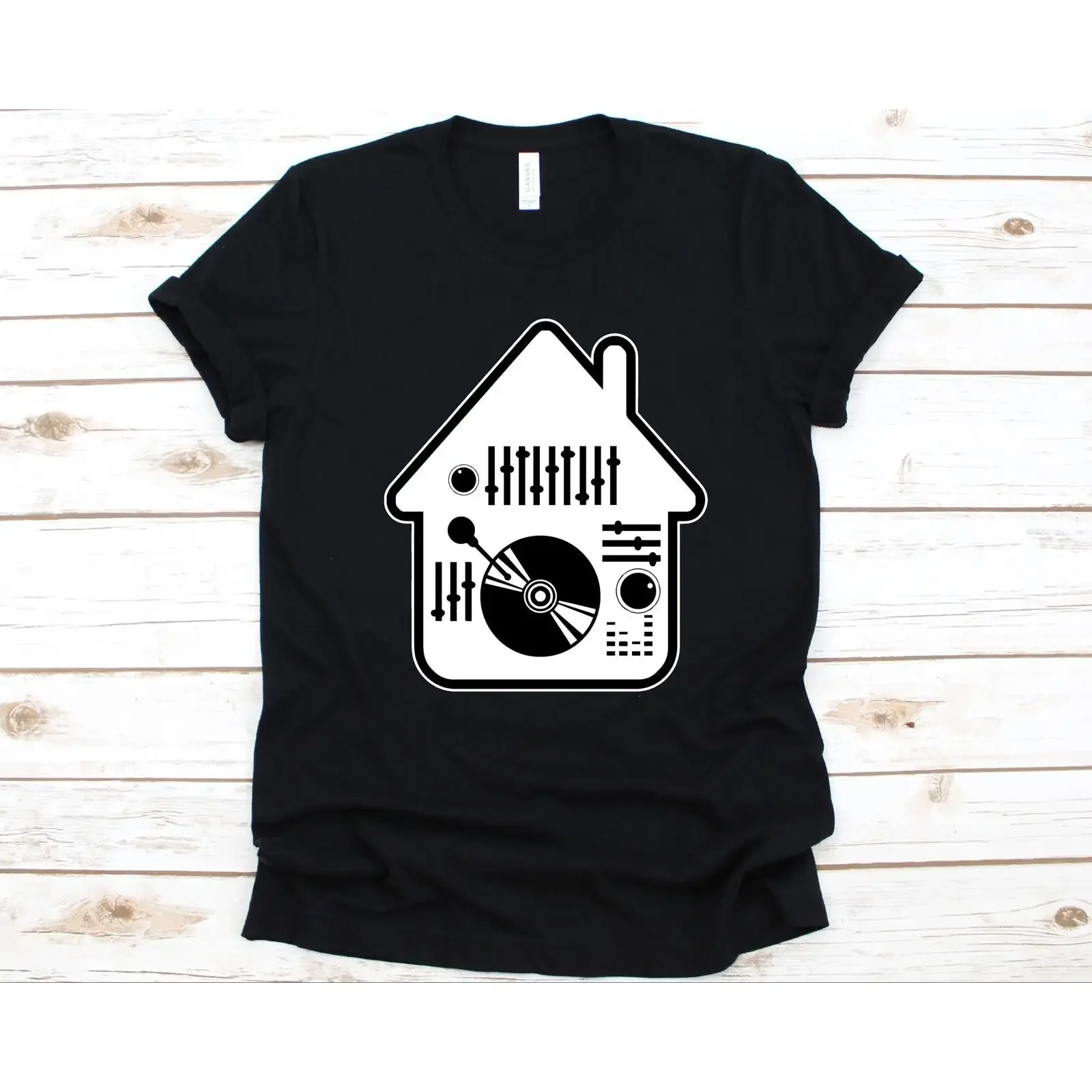 Camiseta House Music DJ Mixer, divertida, vintage, lavada, cómoda, con gráfico, para uso diario, elástica y versátil