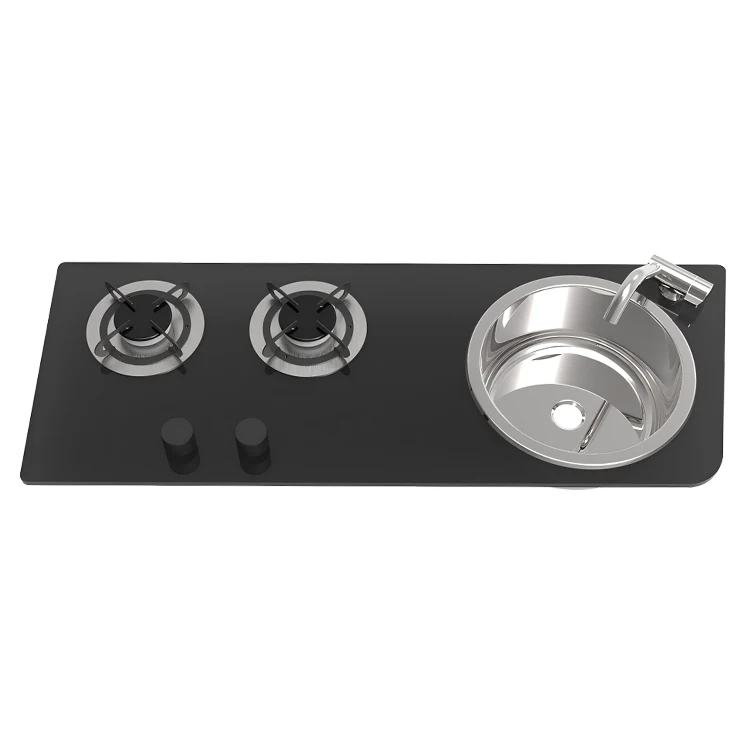 

JDA Practical Functional Double Burner RV Stove & Sink Unit SS304 Stainless Steel Mobile Kitchen For Caravans Campers RVs