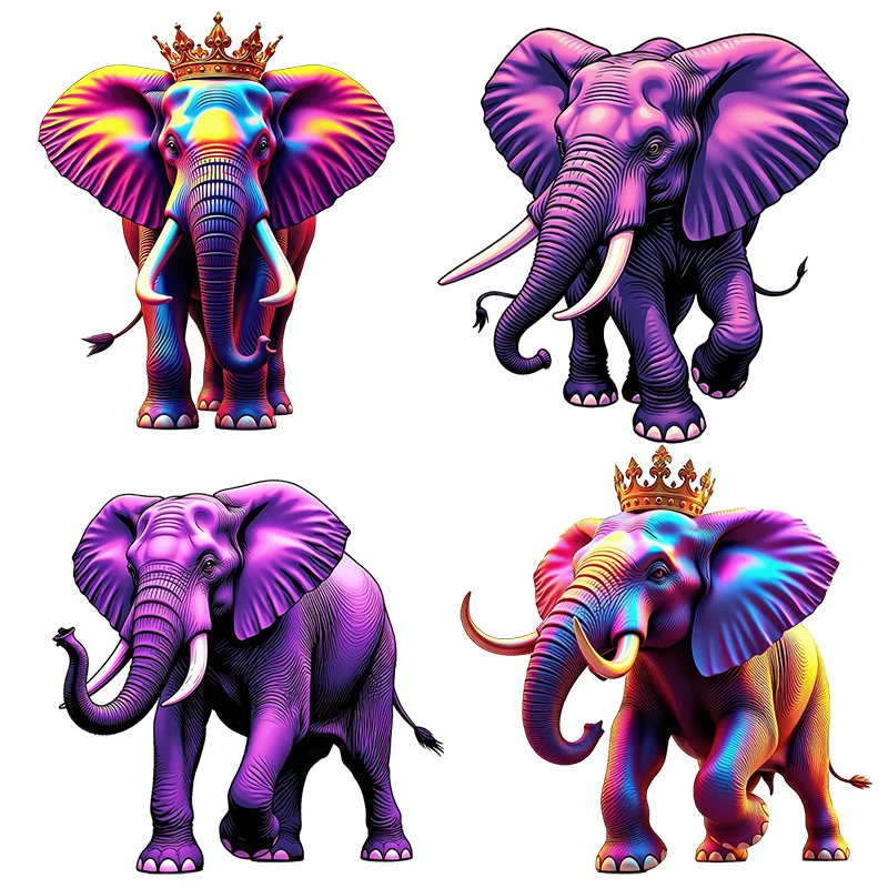 Three Ratels CD47 Purple cartoon elephant art animal stickers for home decoration Personalized car decals
