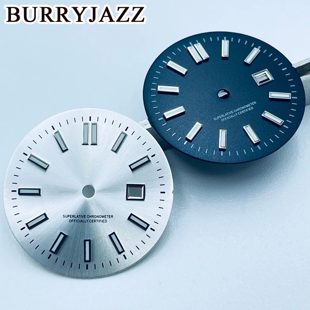 BURRYJAZZ 24,5 мм без логотипа NH05 Циферблаты для часов Серебристый Черный Золотой Синий Зеленый Розовый Красный C3 Зеленый Светящийся циферблат Подходит для корпуса NH05 NH06 Корона