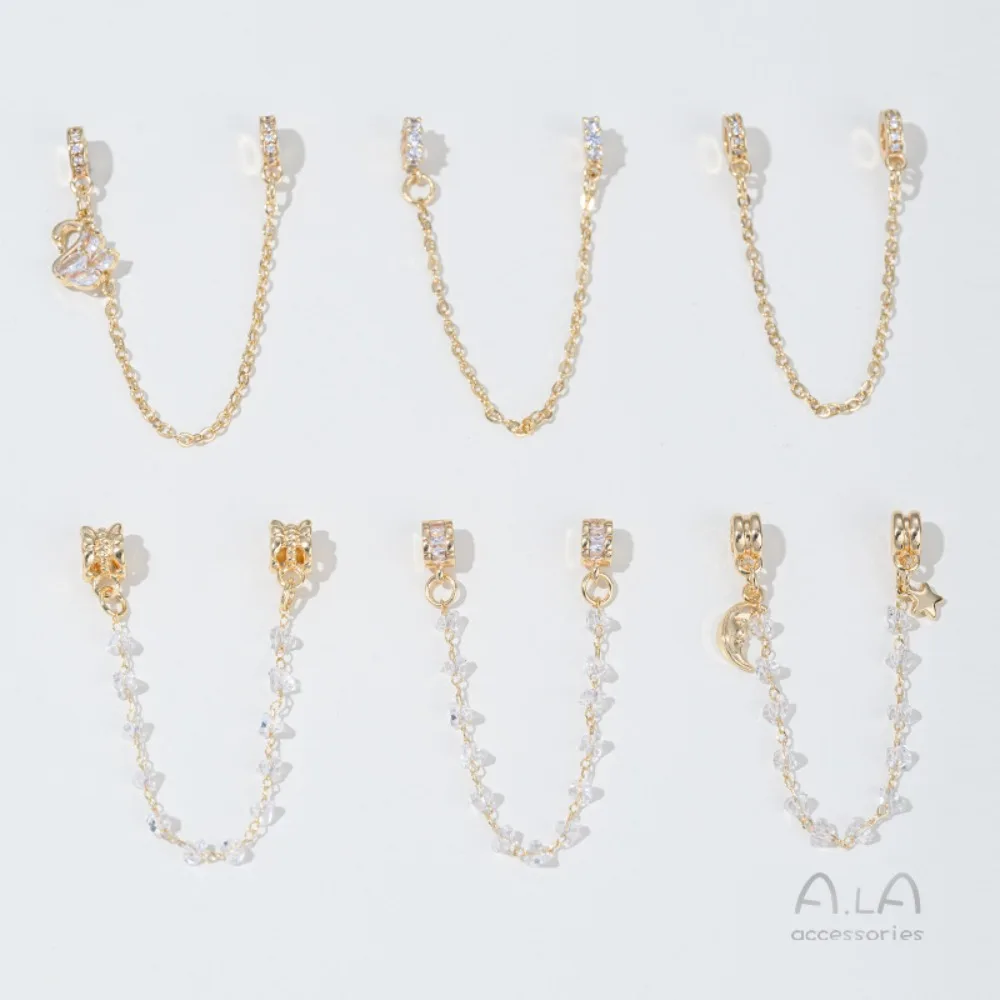 

Сохраняющий цвет 14-каратный золотой браслет-цепочка, защитная цепочка с бахромой, манго, луна, снежинка, кулон, браслет «сделай сам», капающие аксессуары