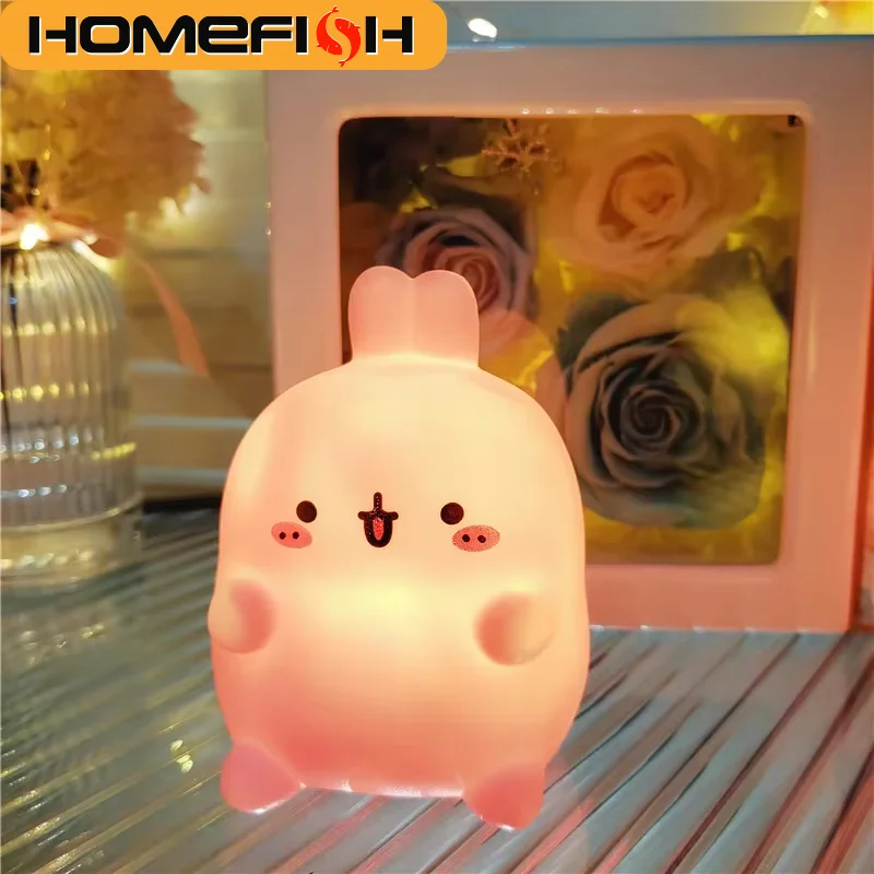 

Ночник HOMEFISH в виде кролика, светодиодный, креативный, атмосферный светильник, без подключения к сети, напольный, маленький настольный светильник для спальни, декора у изголовья кровати