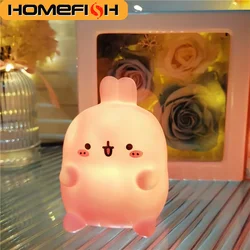 HOMEFISH Rabbit LED Night Light Creative Atmosphere Lamp Non Plug In Floor Stand Small Table Light for Bedroom Bedhead Decor
