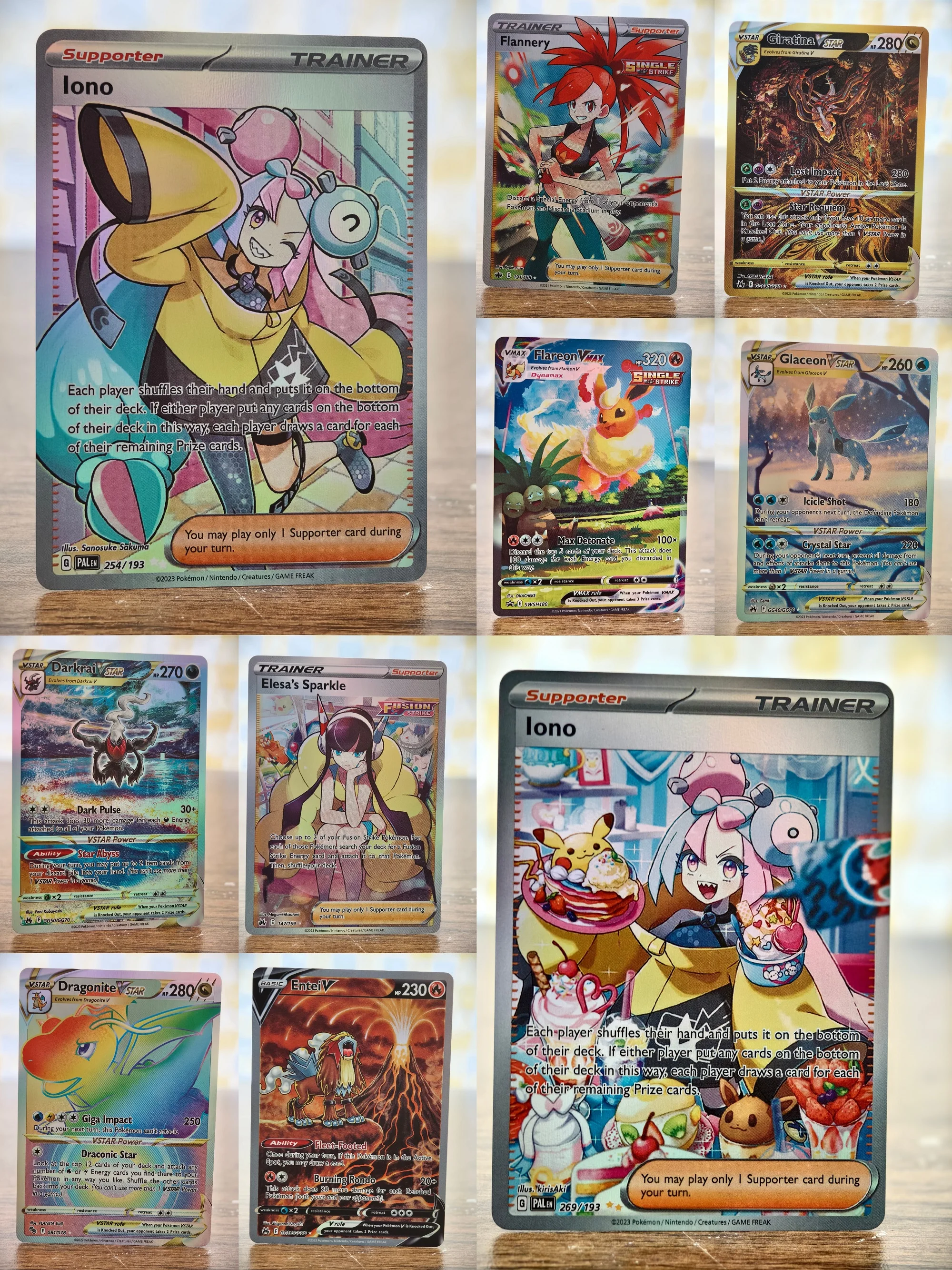 

MINISO Pokémon TCG Cards Set - Glaceon GG40, Giratina GG69, Darkrai GG50, Flareon SWSH180, 10 Rare Cards + Free Sleeve