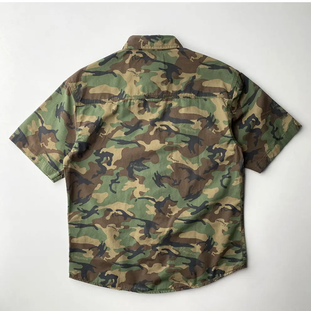 2026 Summer New American Retro Camouflage Short-sleeve Lapel Cargo Shirt Men's 100% Cotton Simple Fashion Washed Casual Blouses