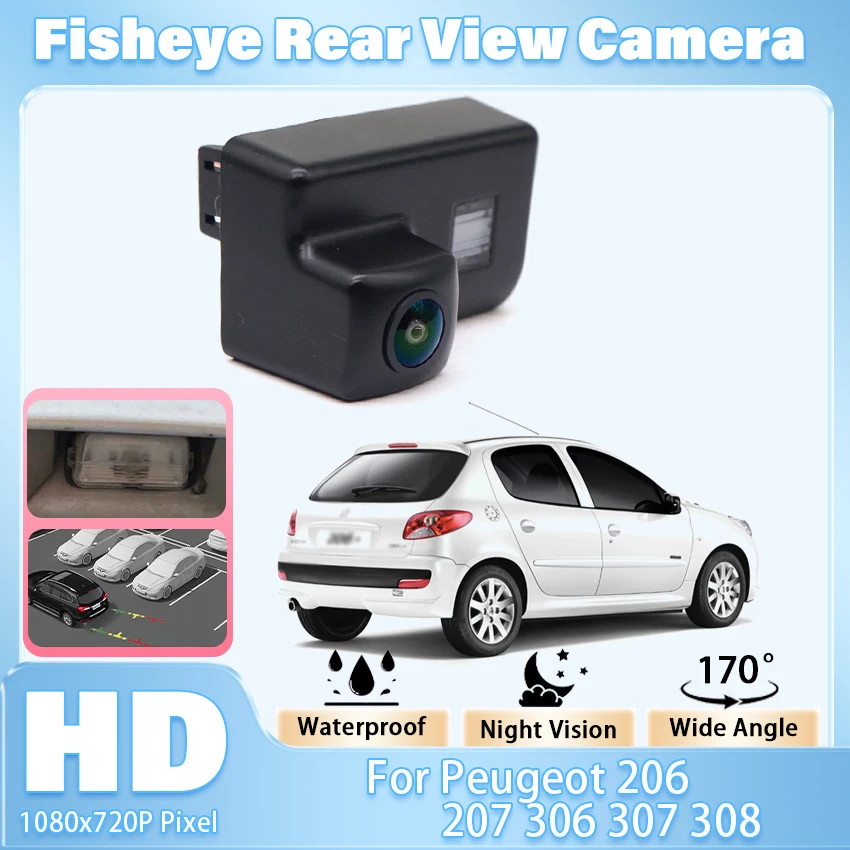 170° HD CCD 1080x720P Vehicle Rear View Camera For Peugeot 206 207 306 307 308 5D SM 406 407 5008 MPV Partner M59 B9 Car