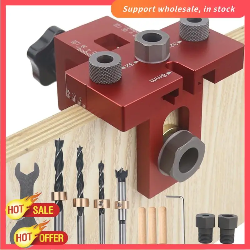 RISE-universal 3 w 1 zestaw przyrządów do kołkowania do obróbki drewna lokalizator otworów kieszonkowych prowadnica wiertła do montażu mebli szafkowych