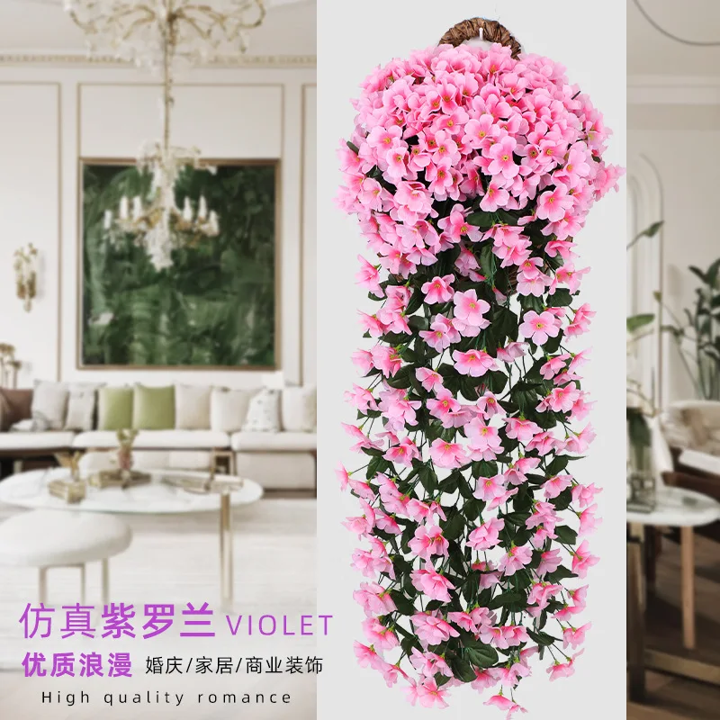 

Simulation Violet Wall Hanging Hanging Hanging Orchid Big Hydrangea Fake Flower Vine Rattan Balcony Wedding Decoration