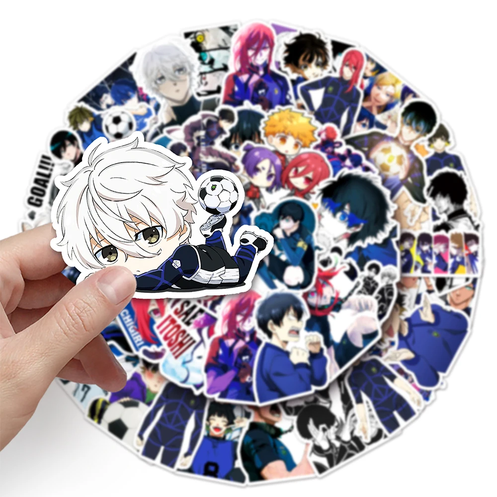 10/30/50 pçs anime japonês azul bloqueio adesivos isagi yoichi itoshi sae decalques dos desenhos animados diy portátil guitarra telefone bicicleta mangá adesivo