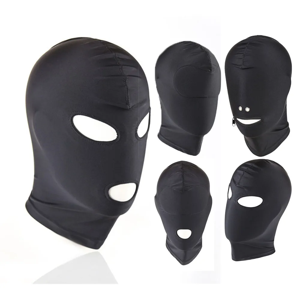 BDSM Fetish Mask Hood Sexy Toys Open Mouth Eye Bondage SLAVE Mask Cosplay Slave punish Head gear SUBMISSIOON Game Sex Products