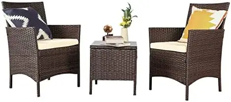 

3 Pieces Patio Sets,Wicker Patio Set,PE Rattan Patio ,Patio Bistro Sets,Porch ,Outdoor Conversation Sets,Wicker Patio Chairs,Ba