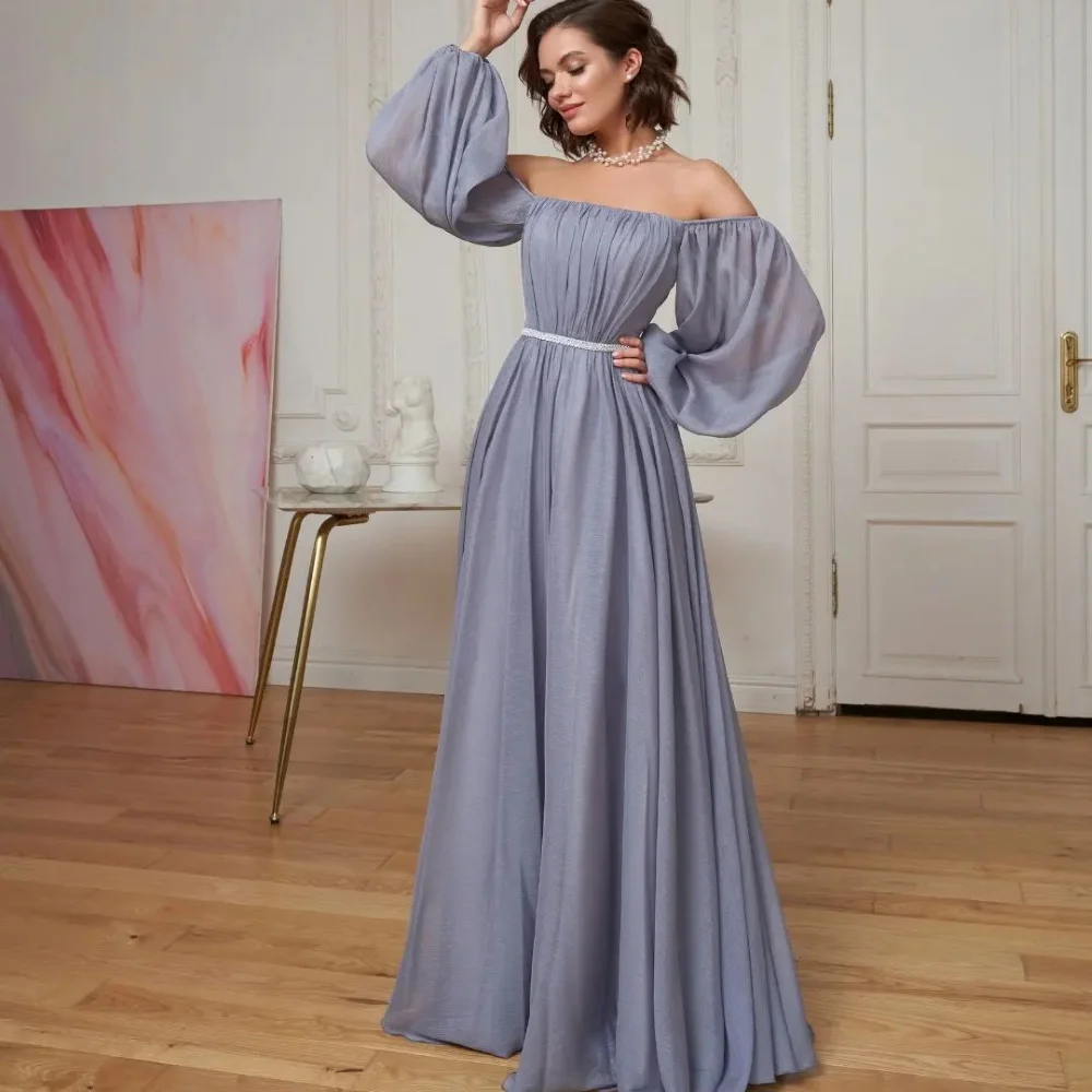 

Epoch Evening Dress فساتين السهرة Dubai Elegant Boat Neck A-Line Empire Puff Sleeve Formal Party Gown For Sexy Women 2024