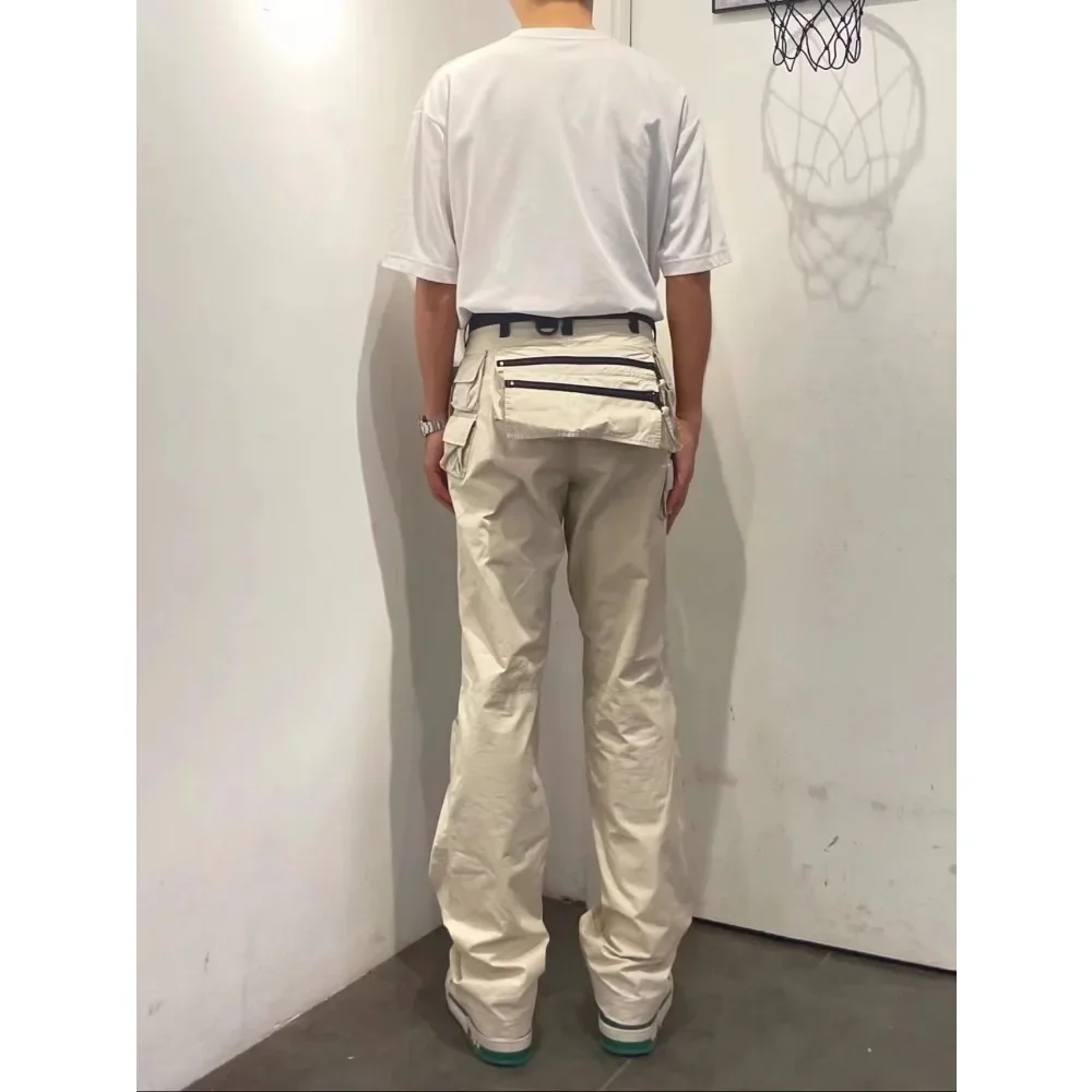 NIGO MR Multi-Pocket Workwear Outdoor Trousers White Vintage Fashion High Street Hip Hop Straight Leg Men's Clothing #NGTOP11263