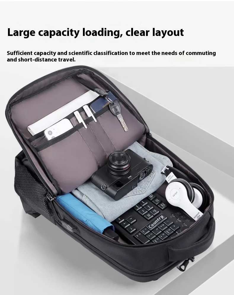 Men's Multi-functional Computer Backpack Simple Waterproof Large Capacity Women's Travel Backpack Bag Suitcase USB Charging 2024