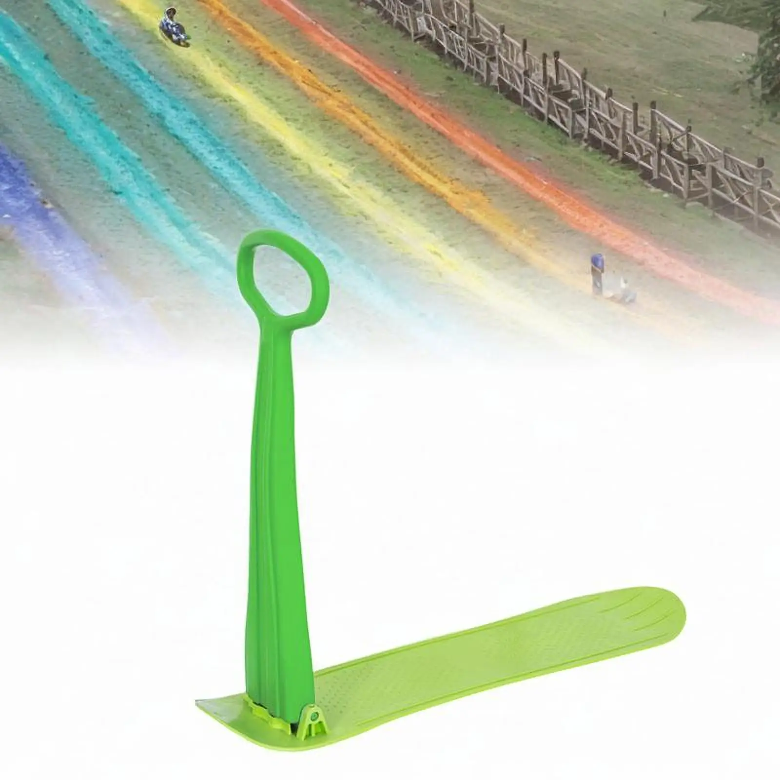 Foldable Snow Sled Board Compact Winter Fun Ski Skate Snowboard with Handlebar Outdoor Sports for Kids Children Teenagers