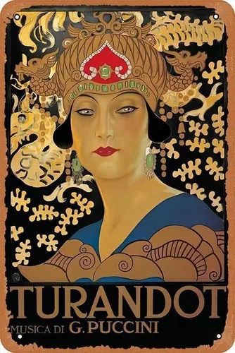 Old opera poster Puccini, Turandot Retro Metal Tin Sign Bar Wall Decor
