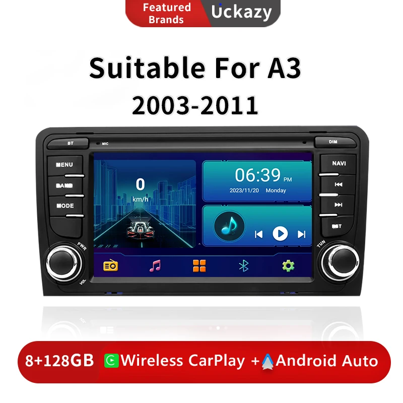 Wireless Carplay 2 din Android 13 Car Radio For Audi A3 8P S3 2003-2012 RS3 Sportback Multimedia GPS Navigation Audio Head Unit