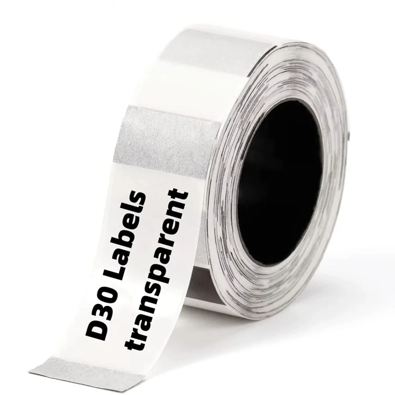 Super Sale D30 Mini Printer Transparent Sticker 14x30mm Thermal Roll Paper
