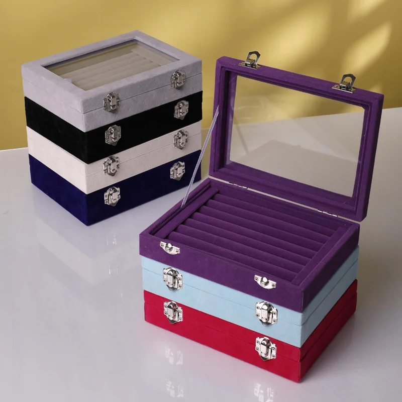 

2023 Portable Flannelette Ring Box Jewelry Ornaments Packaging Dust Storage Display Jewelry Box