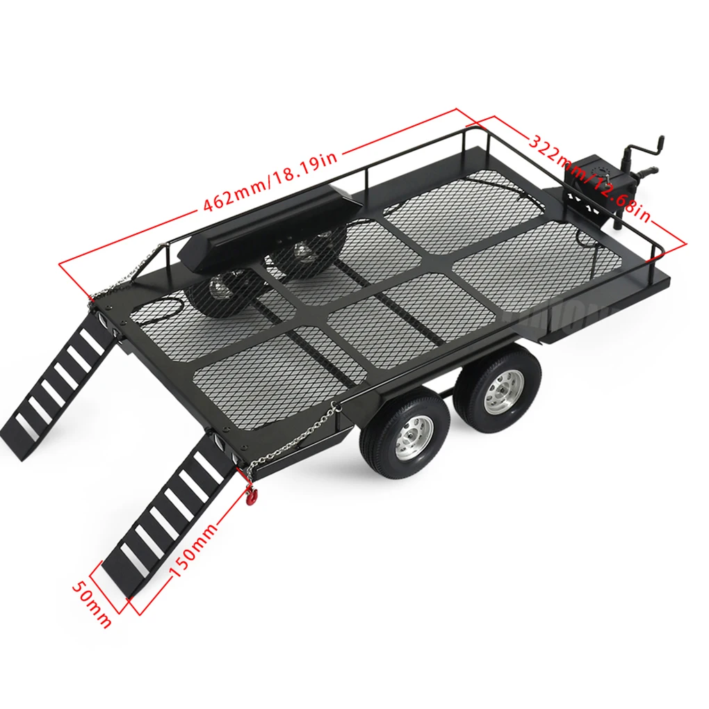 Trailer TRAXXAS Axial 1/10 SCX10, D90, TRX4, TF2, CC01 Capra RC Cars Trailer Heavy Duty Truck And RC Rock Cars Trailer Aluminum