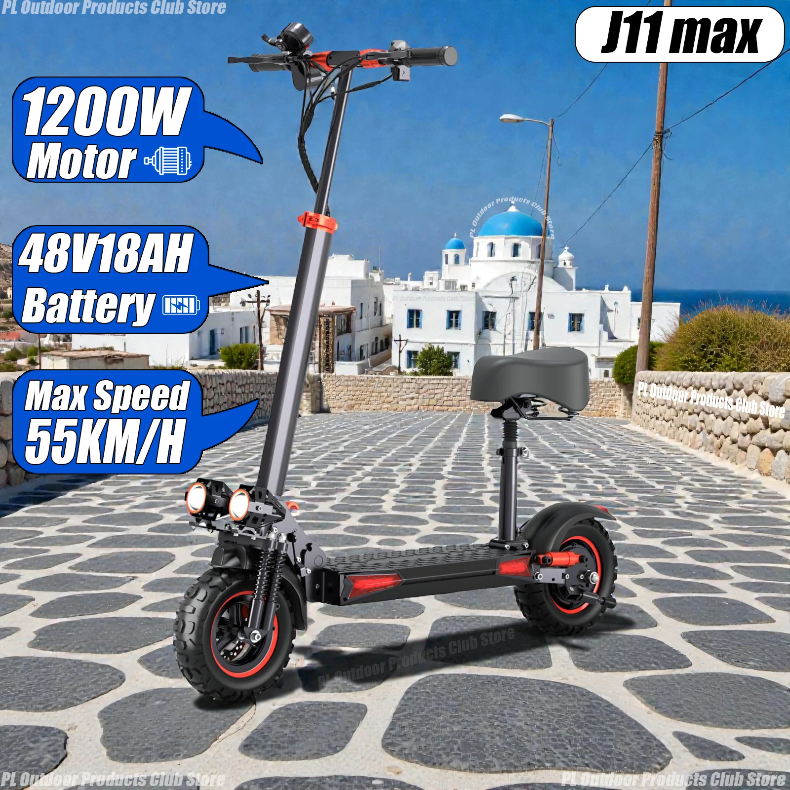 J11Max EScooters 1200W 48V18AH vitesse maximale 55 KM/H pliable sport urbain banlieue Scooter électrique adulte sport pneu 11 pouces e-scooter