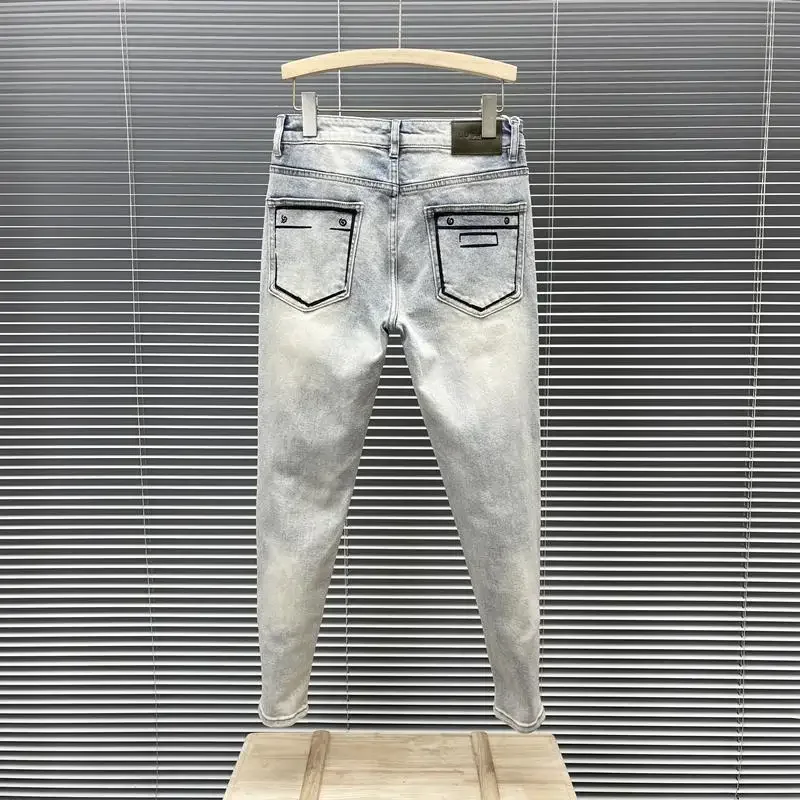 Pantalones vaqueros rasgados informales para hombre, Jeans ajustados, aspecto desgastado, diseño pintado, ropa informal Kpop, lujo