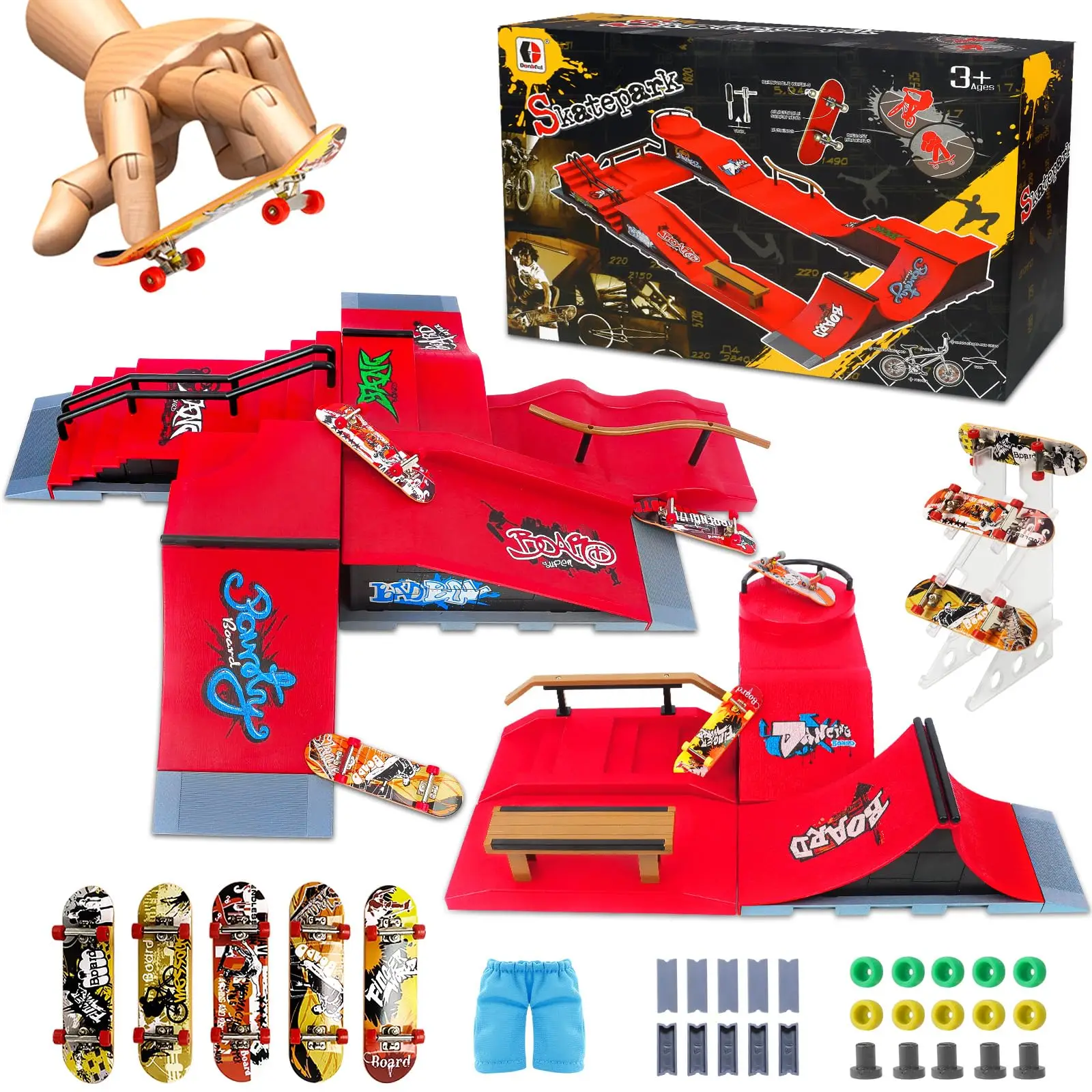 Set di rampe per Skateboard con dita, Mini Kit di rampe per Skateboard per dita tastiera mezza pipa Ultimate Park Training Prop Accessorie Toy