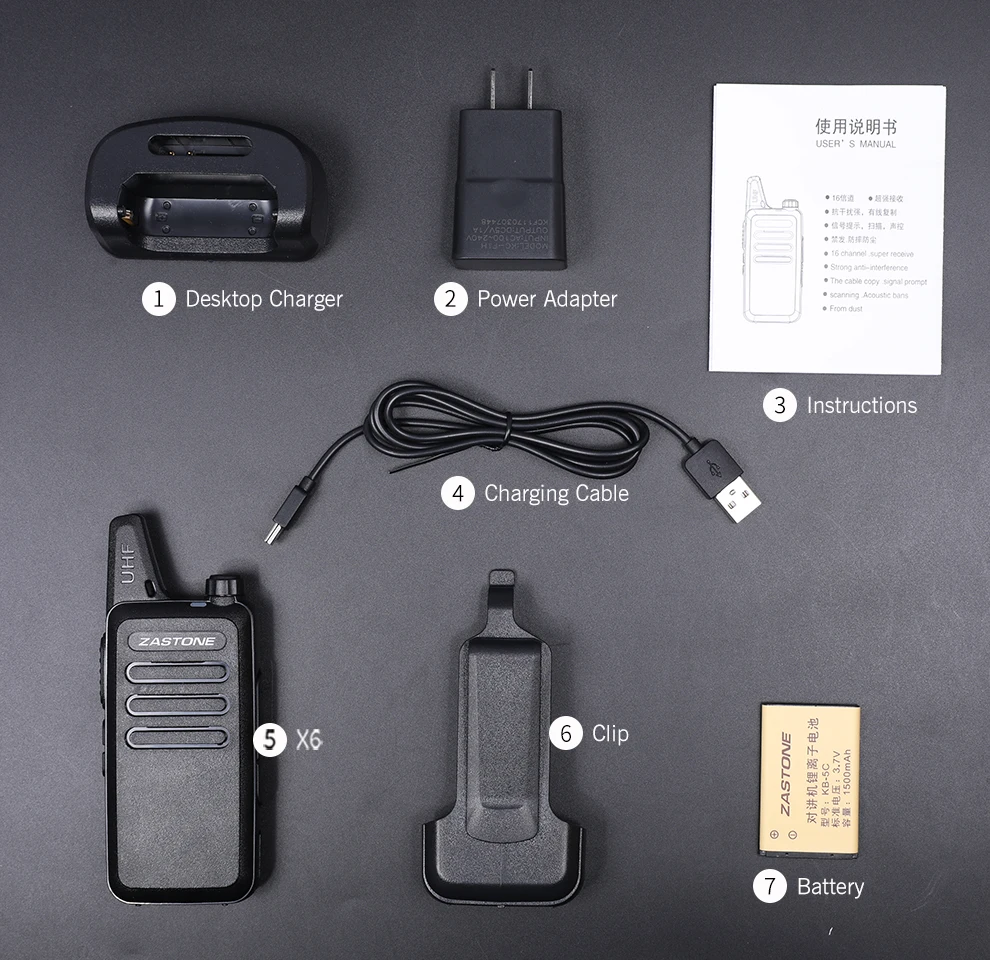 Zastone ZT-X6 Professional Long Distance Woki Toki Battery Portable 2 Way CB Ham Radio UHF Mobile Walki Talki Communication