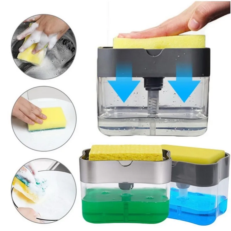 liquid soap dispensersScrubbing Liquid Detergent DispenserPresstype Liquid Soap Box Pump Organizer Kitchen soap dispenser Sponge