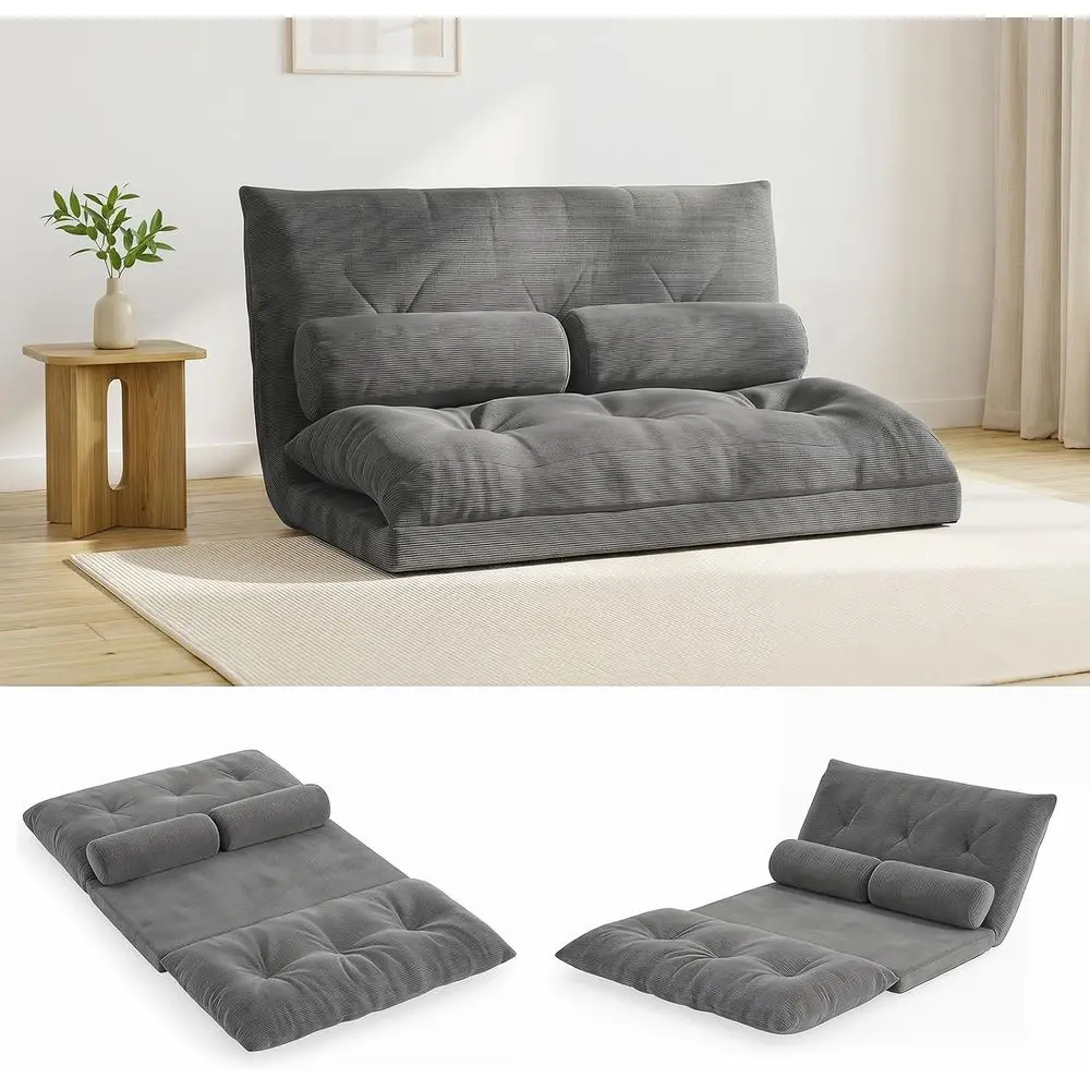Adjustable loor Soa Couch with 2 Pillows, Multi-unctional 6-Position oldable Lazy Soa Sleeper Bed, Multi-unctional Suede loor Se