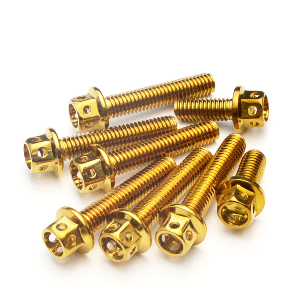 Motorcycle Crankcase Engine Screws Stainless Steel Bluing Gold Nut Cap Bolts Set for Yamaha LC135 S MX135 Sniper Classic 135