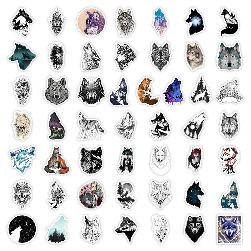 Cool Wolf Stickers Timberwolf Tattoo DIY Toy Gift Decal Decorative Graffiti for Phone Luggage Laptop Scrapbook Waterproof