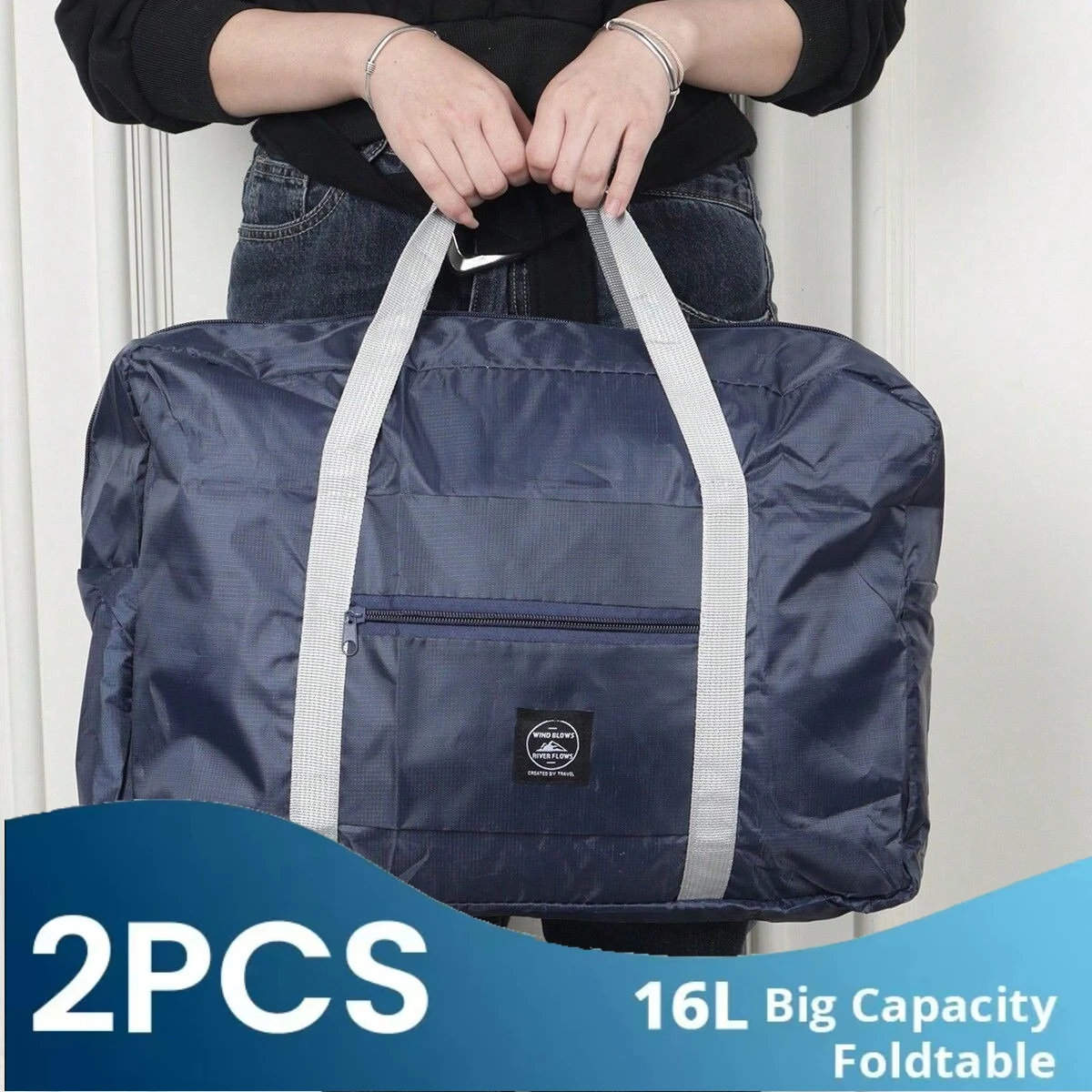 2 حزمة حقيبة سفر قابلة للطي من القماش الخشن لخطوط الجوية حمل على حقيبة عطلة نهاية الأسبوع بين عشية وضحاها مستشفى حمل حقيبة رياضة حقائب القماش الخشن للنساء والرجال