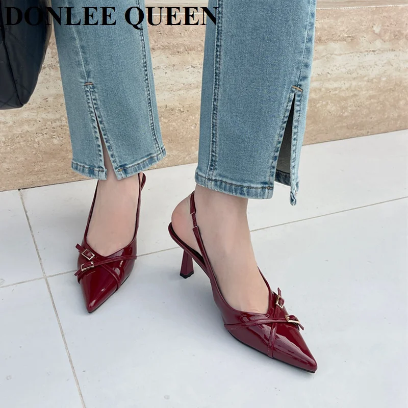 Women Elegant Autumn Mule Sandals Fashion Heels Pumps Shoes Women Pointed Toe High Heels Dress Party Pumps For Wedding Shoes New