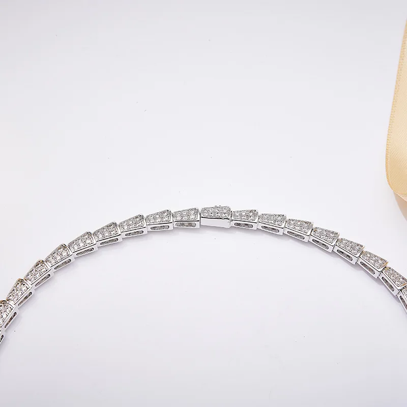 Slim Classic Fashion Full Double Row Zircon Diamond Stone Snake Shaped Choker Necklace Women Luxury Designer Gold plated Jewelry