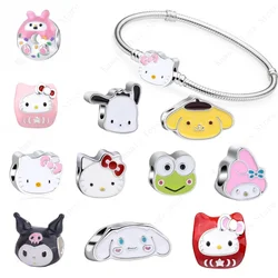 Abalorio de plata compatible con pulsera Pan Dora Pochacco My Melody Cinnamoroll Kuromi, joyería hecha a mano, accesorios de cuentas DIY para mujer