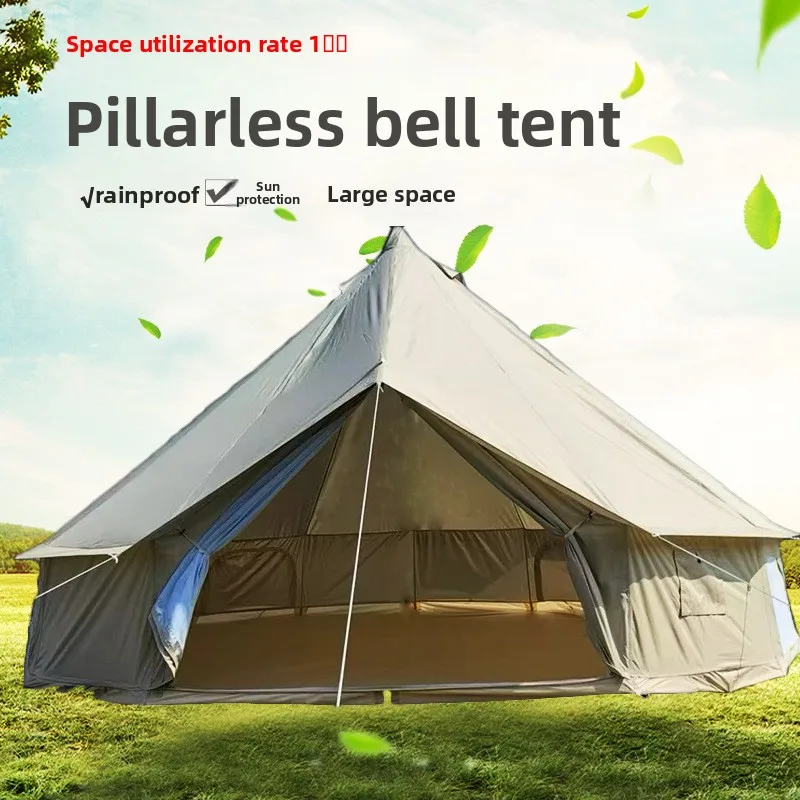 Center-Pole-Free Mongolian Yurt Frame Tent Outdoor Camping Four-Season Single-Layer 300D Oxford Cloth Silver-Coated Waterproof
