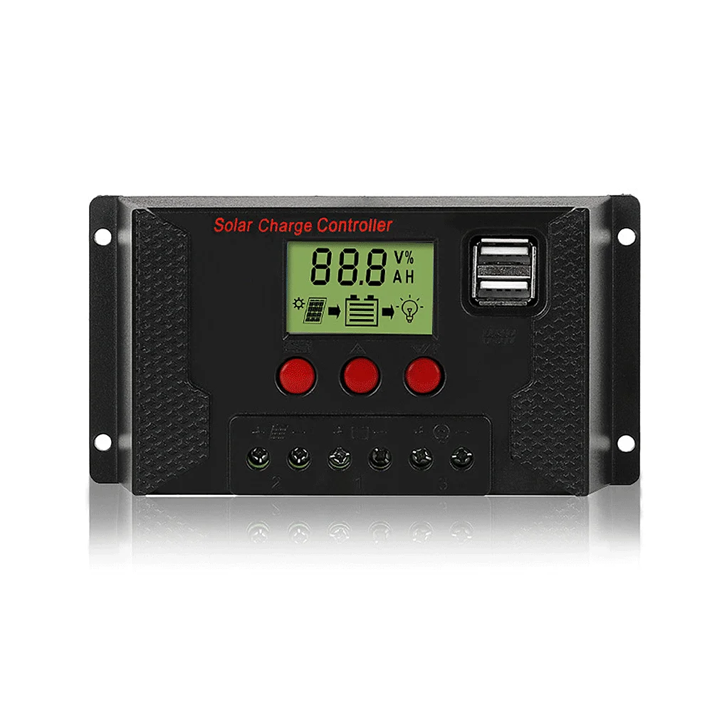 10A-100A Solar Controller Adaptive 12V/24V Lithium Battery/Lead-Acid Battery Charge Discharge PWM USB PV Panel Controller