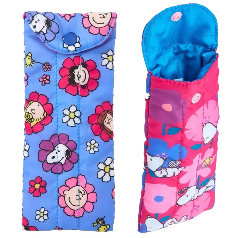 스누피 선글라스 가방 안경 케이스 여행 여성용 안경 보관 커버 만화 휴대용 부드러운 안경 보호 파우치 선물