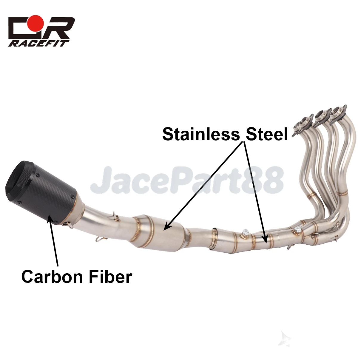 

Stainless Steel Exhaust Header Link Connect Pipe For Kawasaki Ninja ZX6R ZX-6R ZX636 2024-2025 Carbon Fiber Muffler