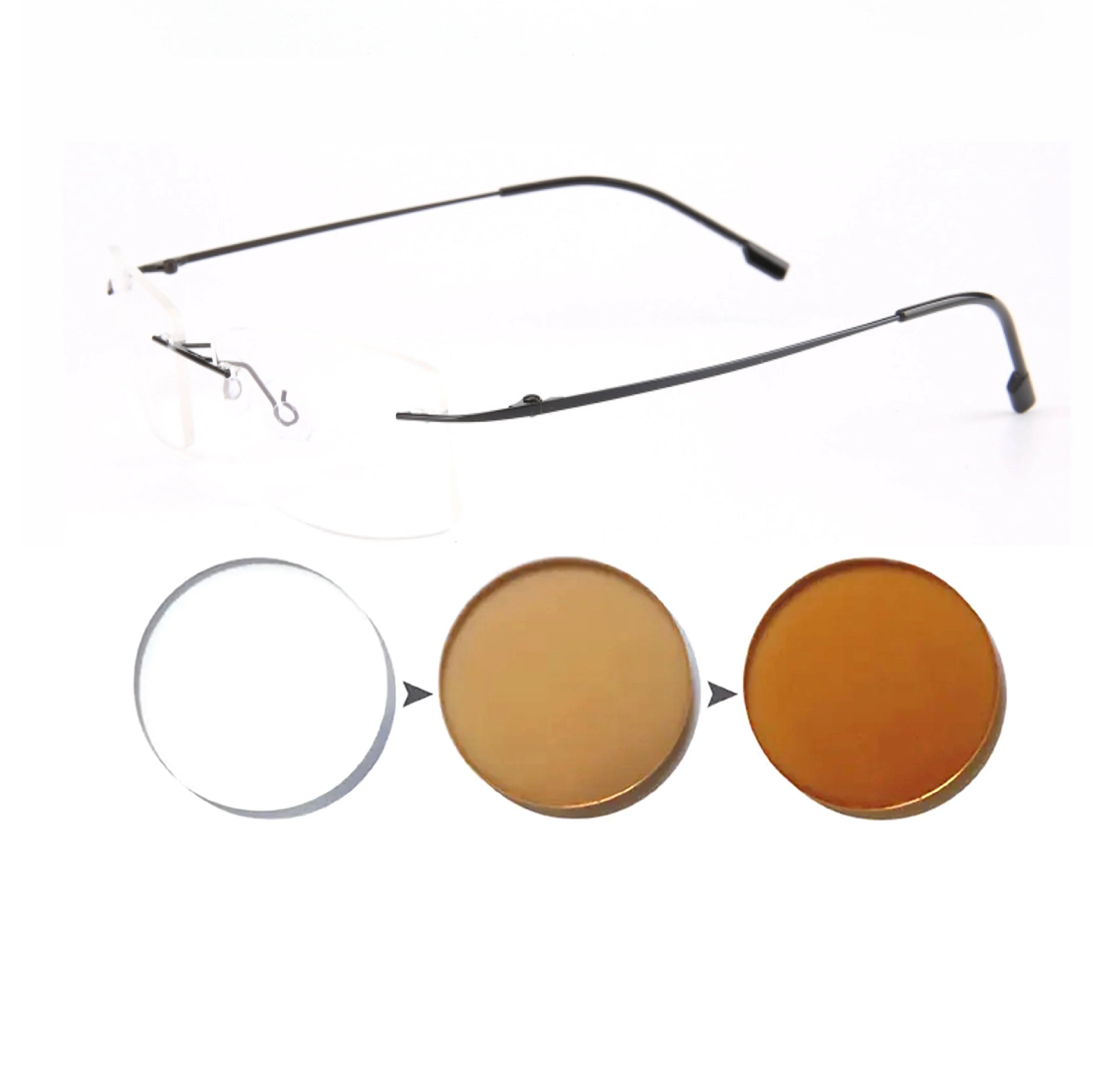 Bolema Photochrome Kurzsichtige Sonnenbrille, modisch, ultraleicht, rahmenlos, Myopie-Brille, fertige optische Brille, Dioptrien 0 bis -6,00 3